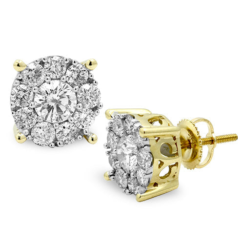 14KY 2.00CTW DIAMOND FLUER STUD EARRINGS
