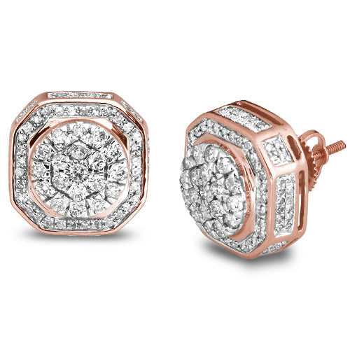 10KR 1.50CTW DIAMOND EARRINGS - ROUND HEAD WITH ST
