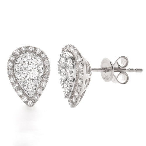 14KW 0.75CTW PEARSHAPE DIAMOND CLUSTER EARRINGS