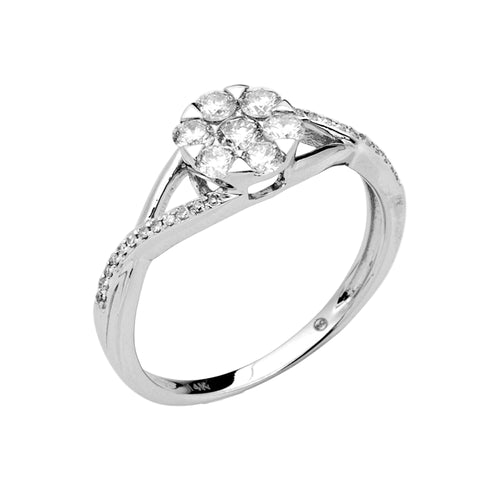 14KW 0.50CTW DIAMOND V-PRONG FLOWER RING