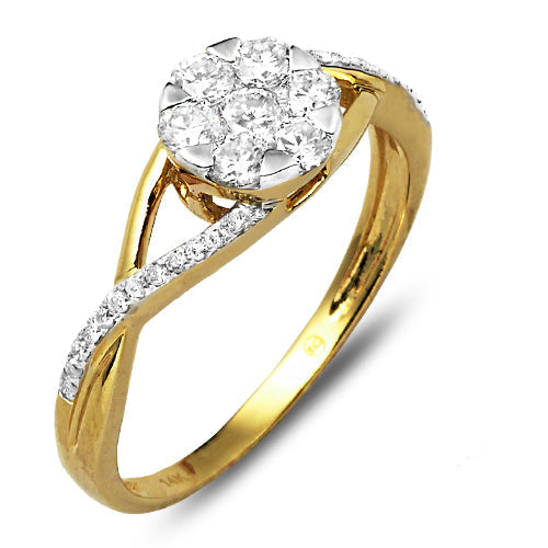 14KY 0.50CTW DIAMOND V-PRONG FLOWER RING