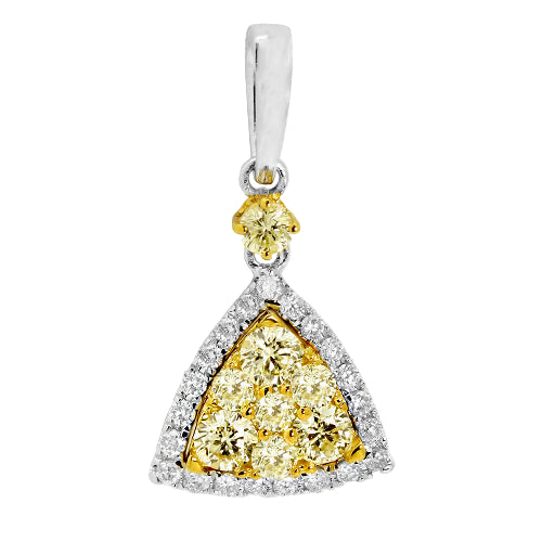 14KW 0.90 CTW FANCY YELLOW DIAMOND CLUSTER PENDANT