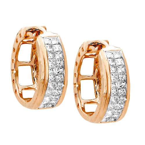 14KR  1.00CTW DIAMOND HOOP EARRINGS