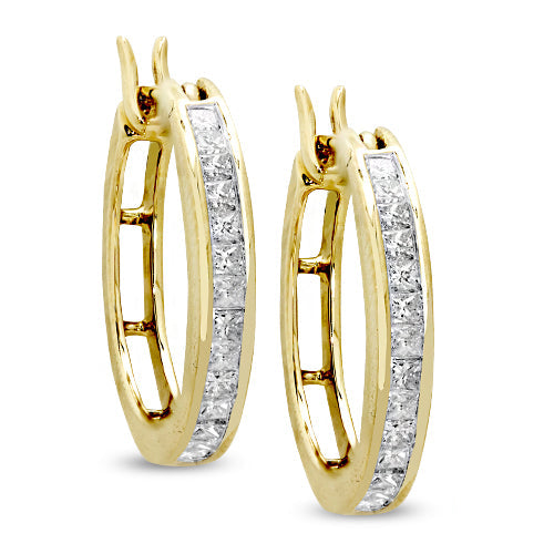 14KY 1.00CTW DIAMOND HOOP EARRINGS