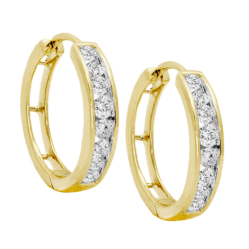 14KY 1.00CTW DIAMOND HOOPS [CHANNEL SET ROUNDS]