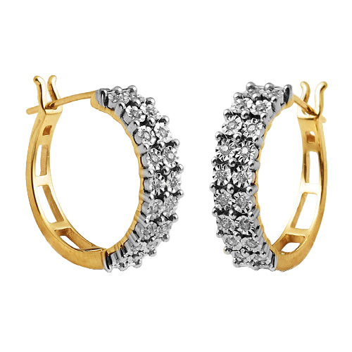 10KY 0.15CTW ILLUSION SET DIAMOND TWO ROW HOOP HEA