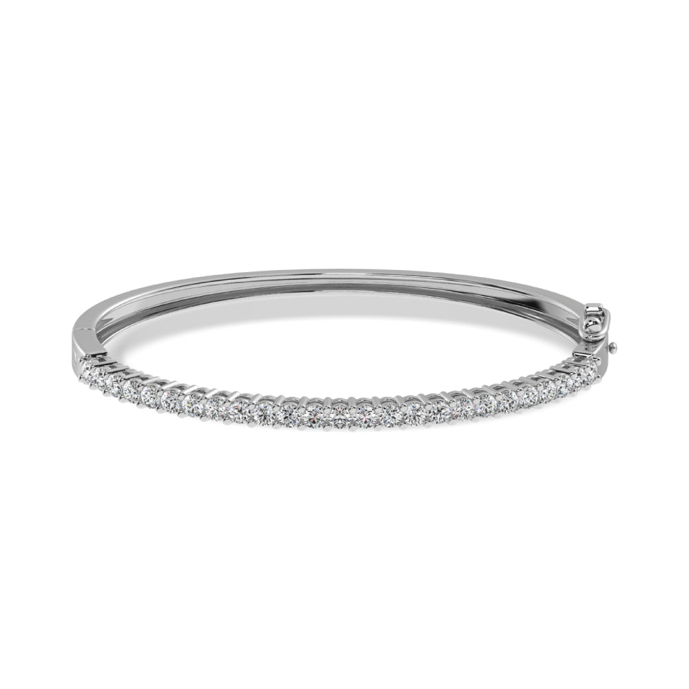 Sterling Silver White Gold Diamond 1 Ct.Tw. Illusion Bangle