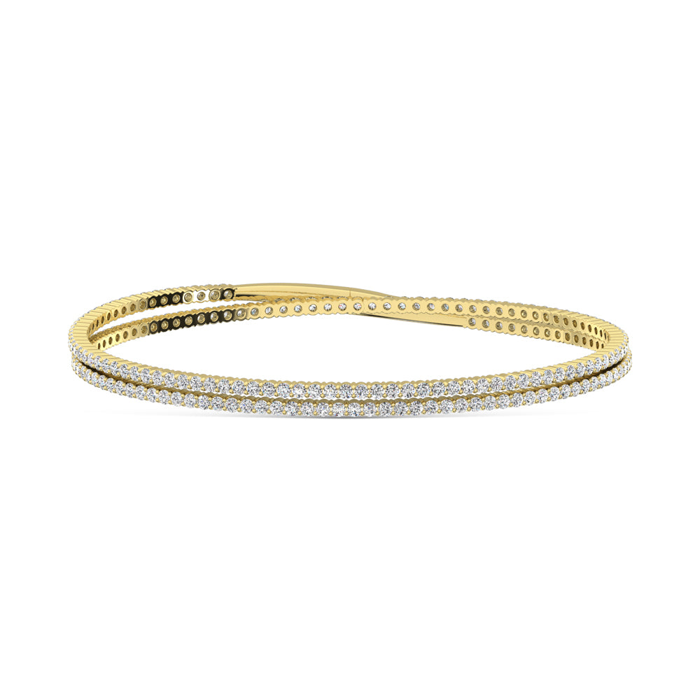 14K Yellow Gold 3 1/2 Ct.Tw. Lab Grown Diamond 2 Row Flexi Bangle