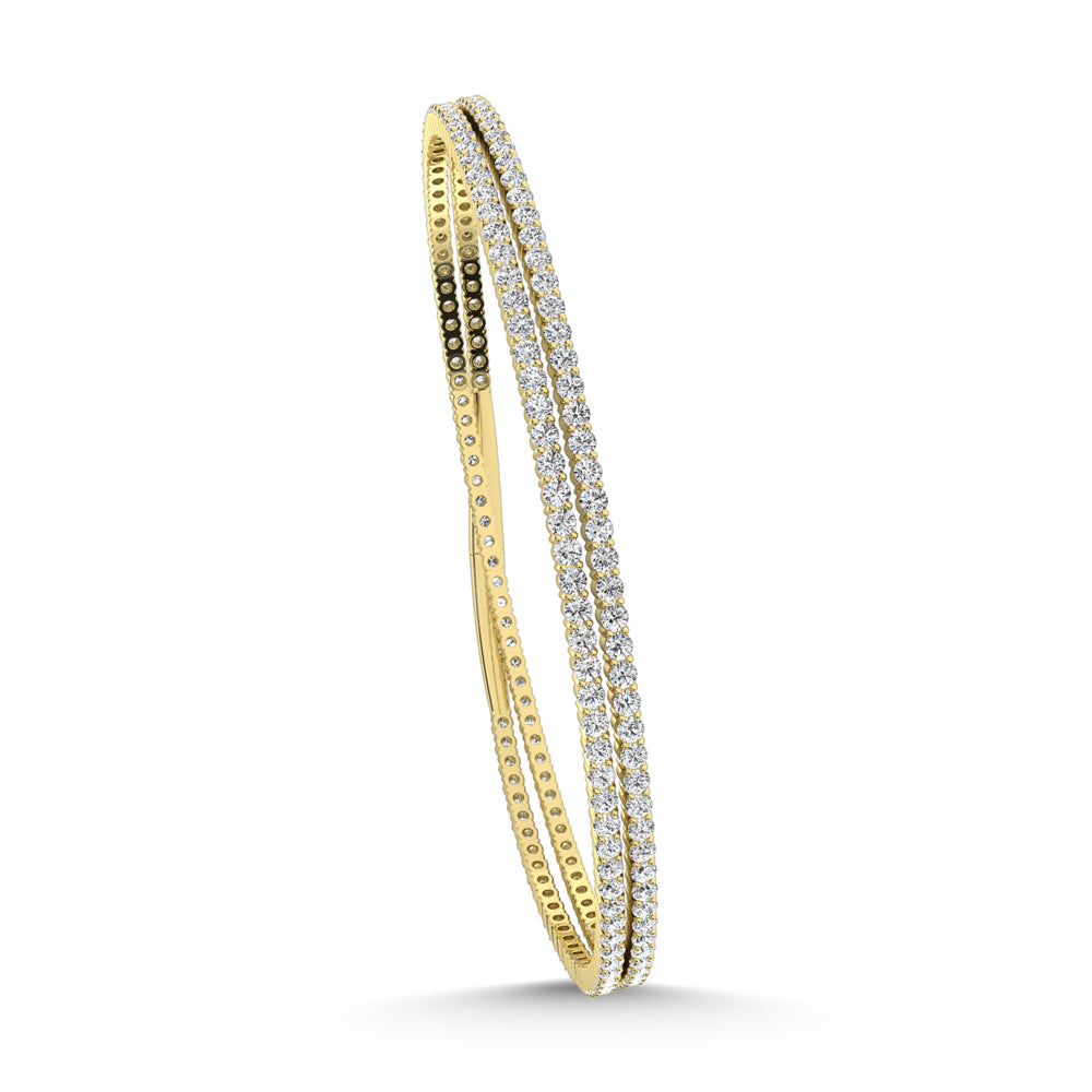14K Yellow Gold 3 1/2 Ct.Tw. Lab Grown Diamond 2 Row Flexi Bangle
