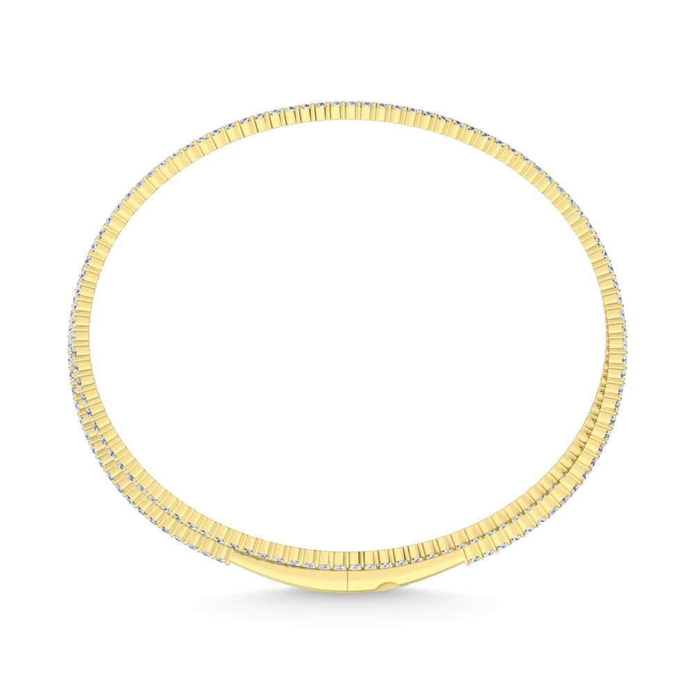 14K Yellow Gold 3 1/2 Ct.Tw. Lab Grown Diamond 2 Row Flexi Bangle