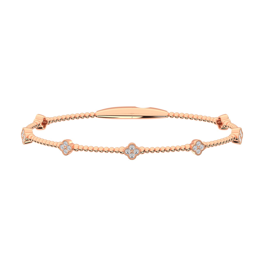 14K Rose Lab Grown 7/8 Ct.Tw. Clover Flexi Bangle