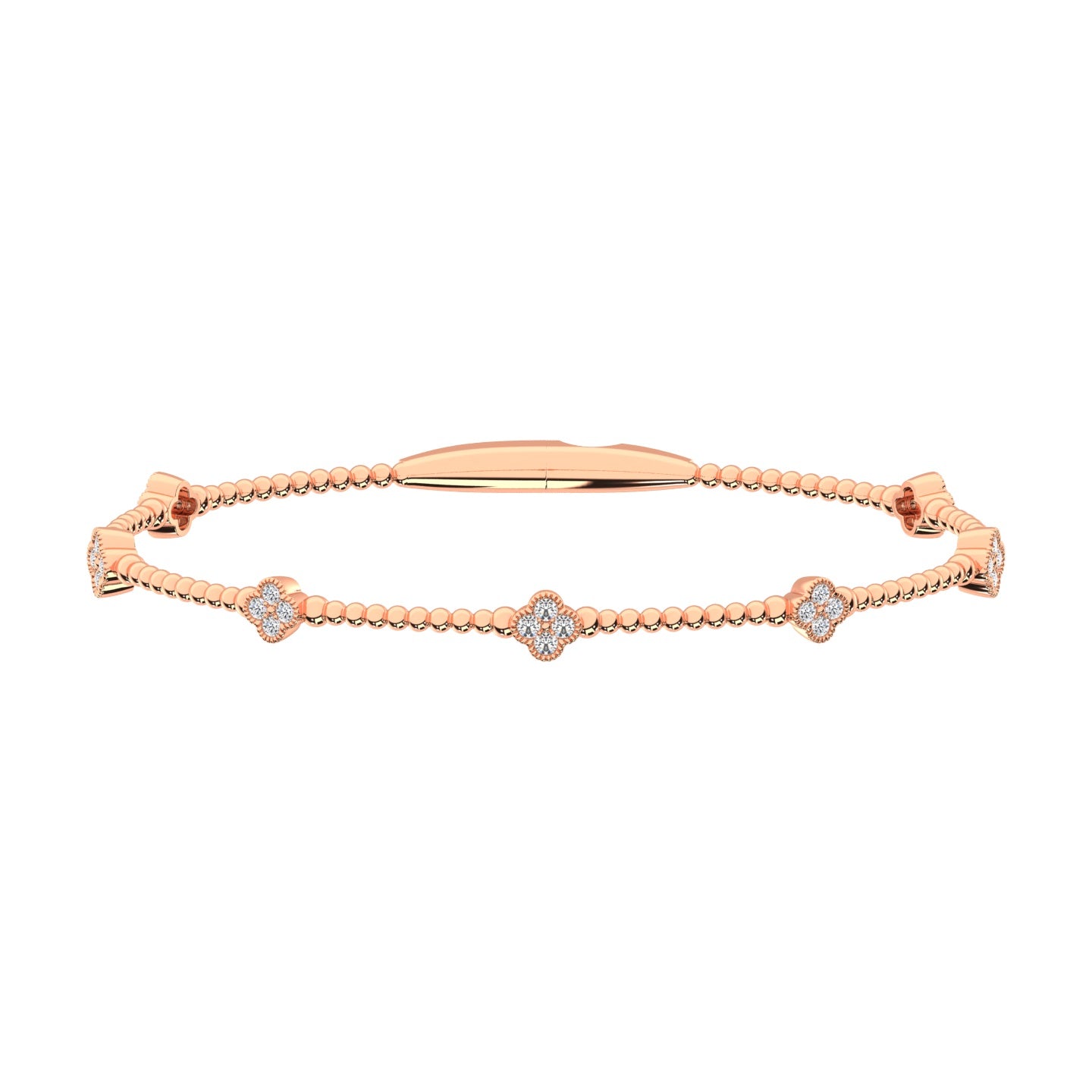 14K Rose Lab Grown 7/8 Ct.Tw. Clover Flexi Bangle