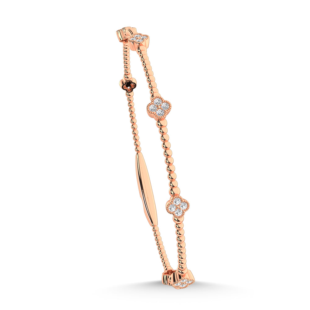 14K Rose Lab Grown 7/8 Ct.Tw. Clover Flexi Bangle