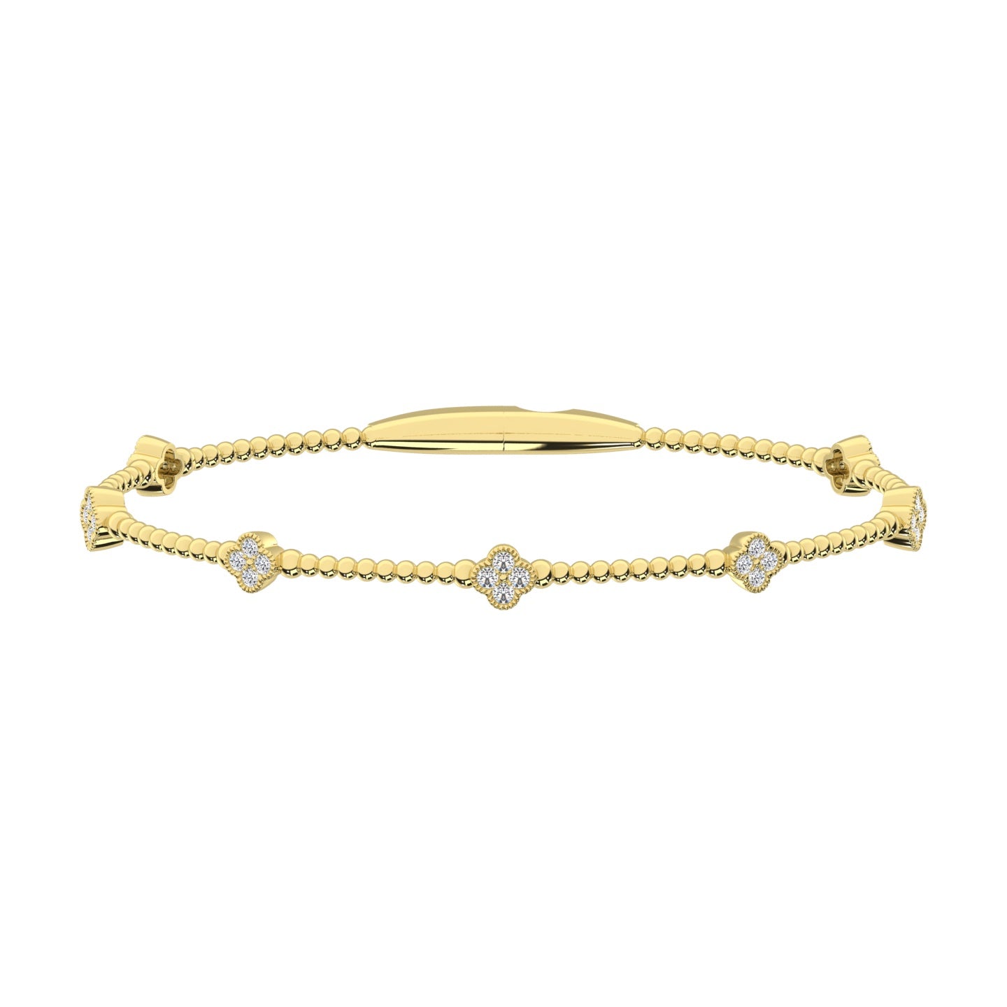 14K Yellow Lab Grown 7/8 Ct.Tw. Clover Flexi Bangle