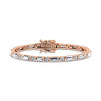14K White Gold Round & Baguette Lab Grown Diamond 7 Ct.Tw. Tennis Bracelet