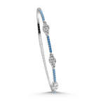 14K White Gold 1 1/10 Ct.Tw. Round Blue and White Marquise Shape Lab Grown Diamond Flexi Bangle