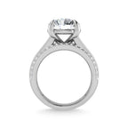14K White Gold Lab Grown Diamond 8 1/6 Ct.Tw. Round and Baguette Shank Engagement Ring (IGI Certified Center 5ct)