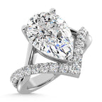 14K White Gold Lab Grown Diamond 3 1/3 Ct.Tw. Pear Shape Ring (IGI Certified Center 3ct)