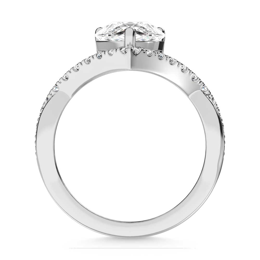 14K White Gold Lab Grown Diamond 3 1/3 Ct.Tw. Pear Shape Ring (IGI Certified Center 3ct)