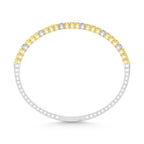 14K White Gold 2 Ct.Tw. Lab Grown Alternate 3 Yellow and 1 White Diamond Flexi Bangle
