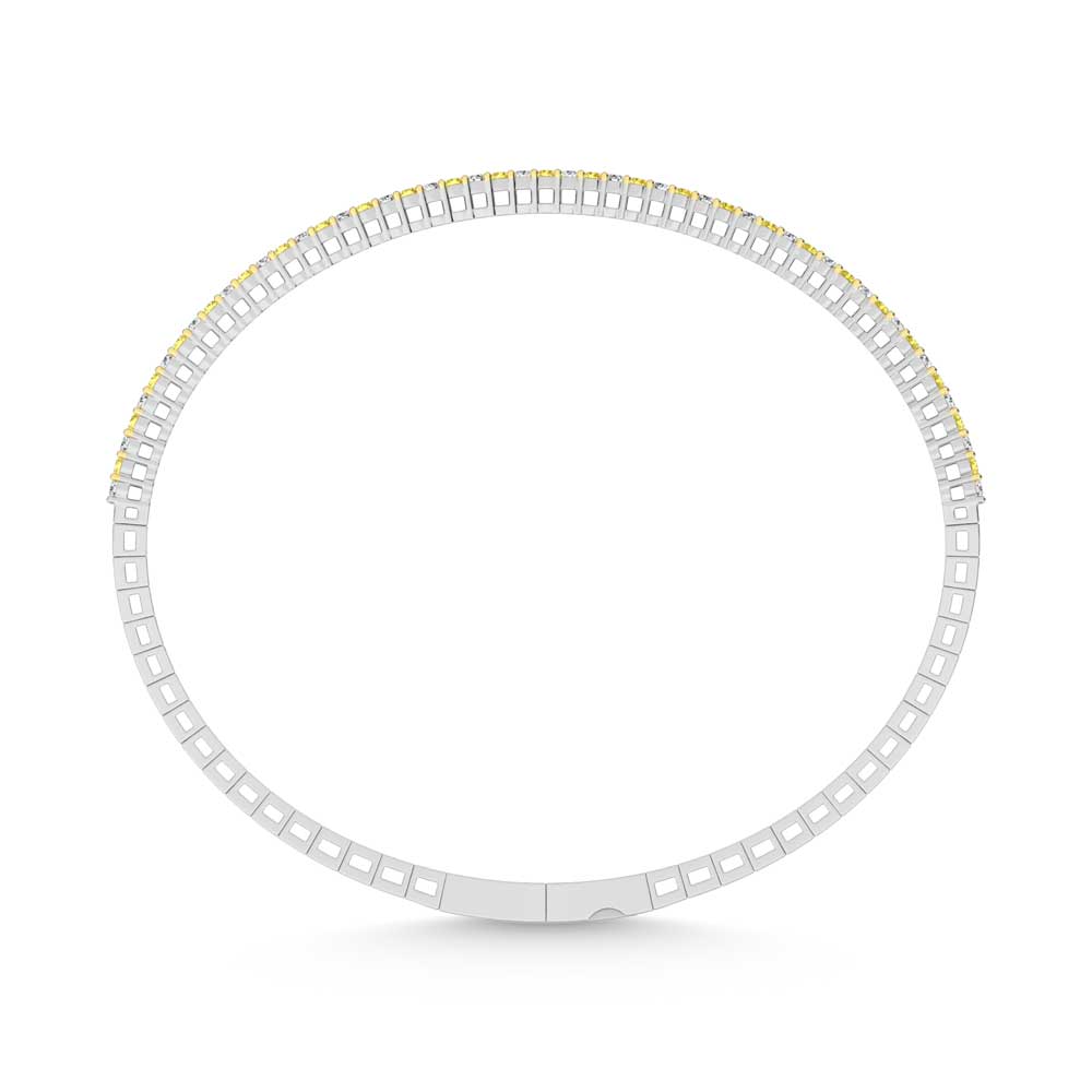 14K White Gold  1 Ct.Tw.  Alternate white and Yellow Lab Grown Diamond Bangle