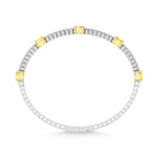 14K White Gold   3 5/8 Ct.Tw. white and Oval Shape Yellow Lab Grown Diamond Bangle