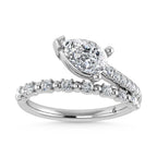 14K White Gold  1 1/4 Ct.Tw. Pear and Round Lab Grown Diamond Fashion Ring