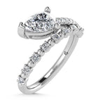 14K White Gold  1 1/4 Ct.Tw. Pear and Round Lab Grown Diamond Fashion Ring