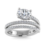 14K White Gold  1 1/2 Ct.Tw. Oval and Round Lab Grown Diamond Fashion Ring
