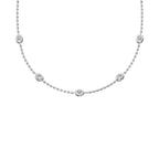 14K White Gold Oval Shape Lab Grown Diamond 5/8 Ct.Tw. 7 Stone Necklace