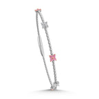 14K White Gold 5/8 Ct.Tw. Pink and White Lab Grown Diamond 5 Station Flexi Bangle