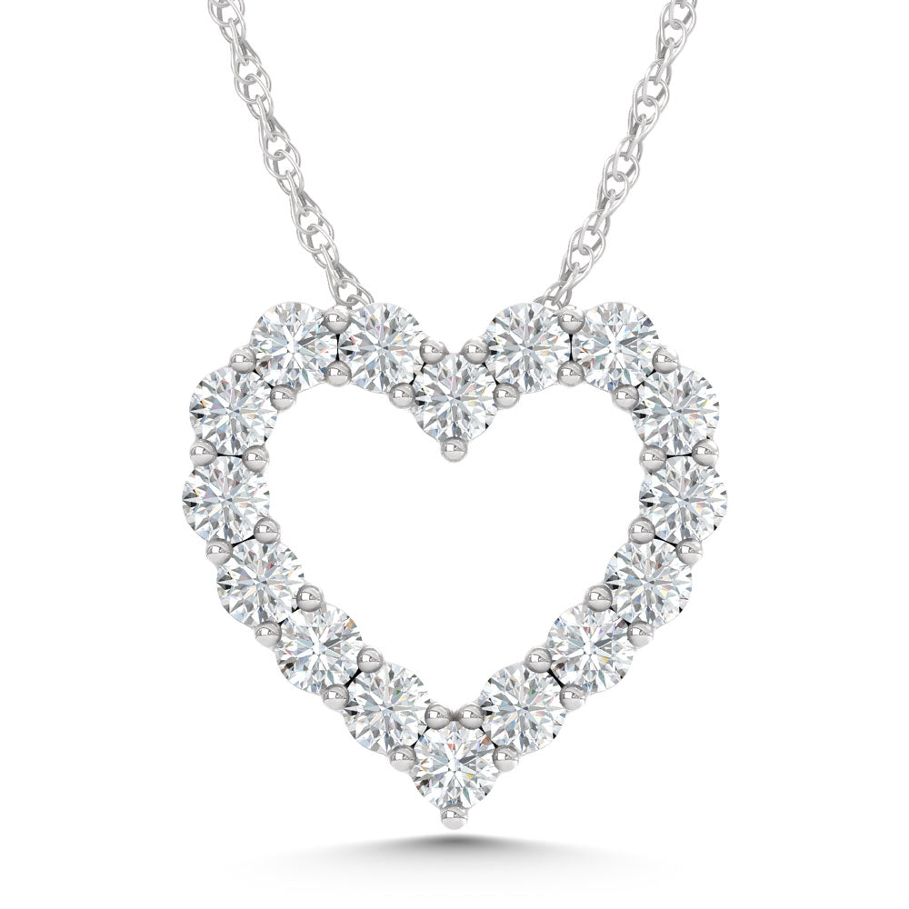 10K White Gold Lab Grown Diamond 1 Ct.Tw. Heart Pendant