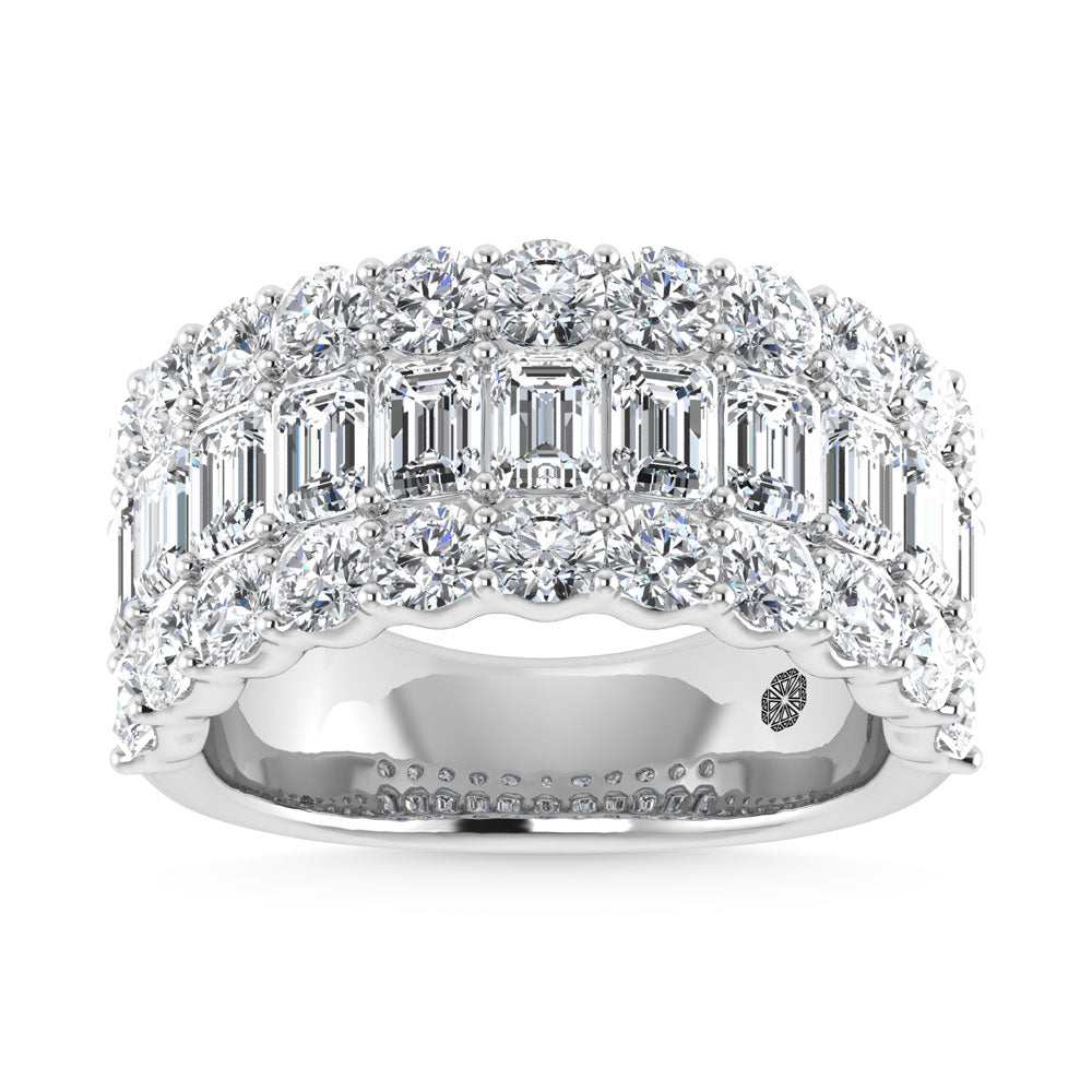 14K White Gold 3 Ct.Tw. Lab Grown Diamond Round and Emerald Cut Fashion Band