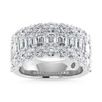 14K White Gold 3 Ct.Tw. Lab Grown Diamond Round and Emerald Cut Fashion Band