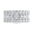 14K White Gold 3 Ct.Tw. Lab Grown Diamond Round and Emerald Cut Fashion Band
