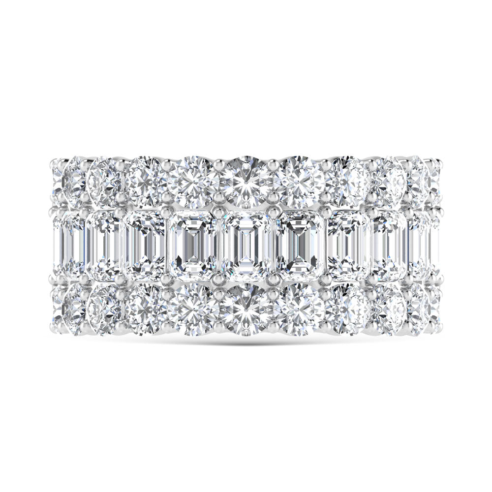 14K White Gold 3 Ct.Tw. Lab Grown Diamond Round and Emerald Cut Fashion Band