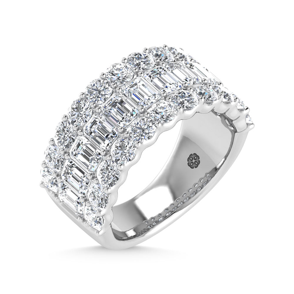 14K White Gold 3 Ct.Tw. Lab Grown Diamond Round and Emerald Cut Fashion Band