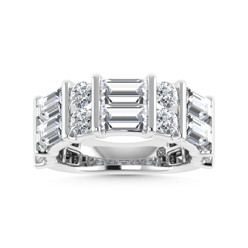 14K White Gold 2 Ct.Tw. Lab Grown Diamond Round and Baguette Cut Fashion Band