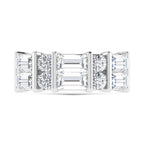14K White Gold 2 Ct.Tw. Lab Grown Diamond Round and Baguette Cut Fashion Band
