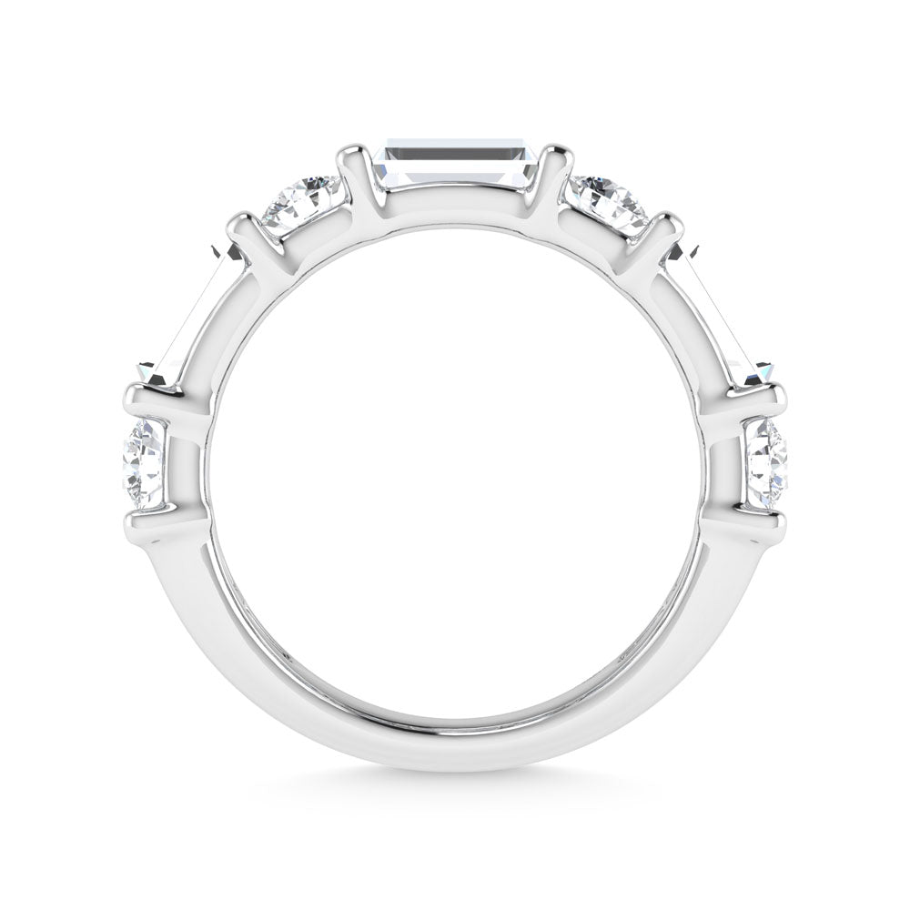 14K White Gold 2 Ct.Tw. Lab Grown Diamond Round and Baguette Cut Fashion Band