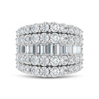 14K White Gold Lab Grown Diamond 4 Ct.Tw. Round and Baguette Fashion Ring