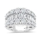 14K White Gold Lab Grown Diamond 4 Ct.Tw. Round and Baguette Fashion Ring