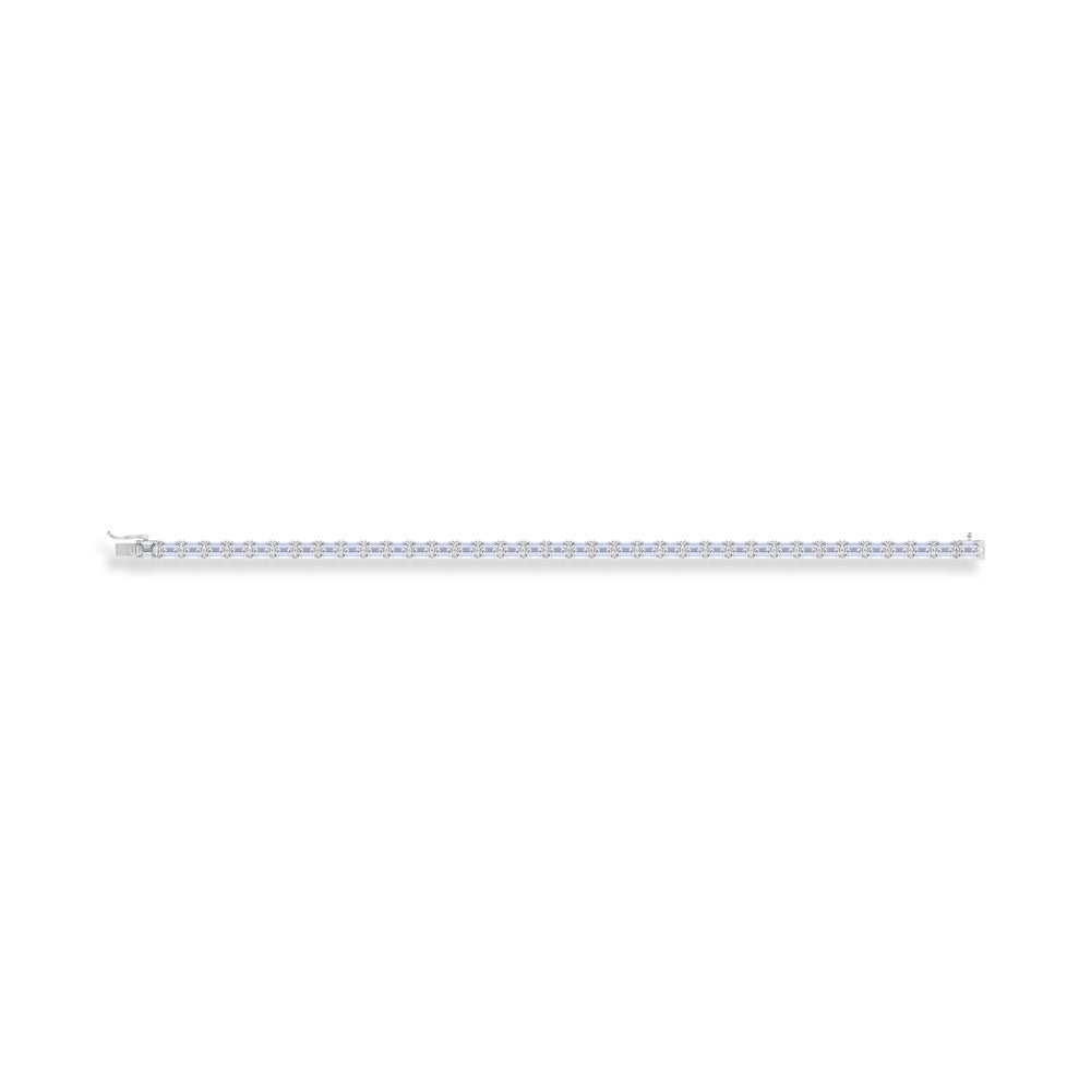14K White Gold 15 Ct.Tw. Emerald Horizontal Shape Lab Grown Diamond Tennis Bracelet