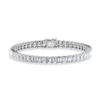 14K White Gold 14 Ct.Tw. Lab Grown Diamond Vertical Emerald Shape Tennis Bracelet