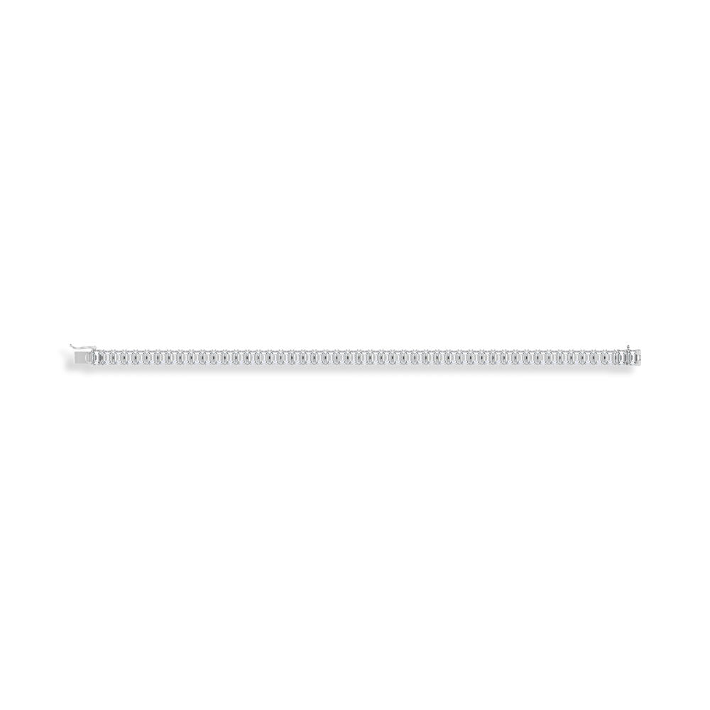 14K White Gold 14 Ct.Tw. Lab Grown Diamond Vertical Emerald Shape Tennis Bracelet