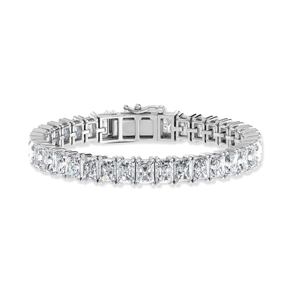 14K White Gold 19 Ct.Tw. Radiant Vertical Shape Lab Grown Diamond Tennis Bracelet