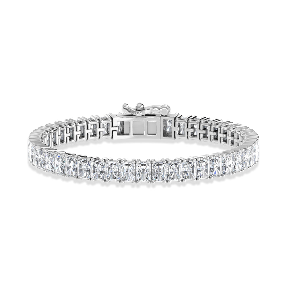 14K White Gold 12 Ct.Tw. Radiant Vertical Shape Lab Grown Diamond Tennis Bracelet