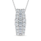 14K White Gold 4 Ct.Tw. Round and Baguette Lab Grown Diamond  Fashion Pendant