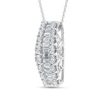 14K White Gold 4 Ct.Tw. Round and Baguette Lab Grown Diamond  Fashion Pendant