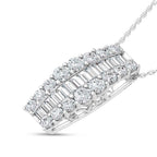 14K White Gold 4 Ct.Tw. Round and Baguette Lab Grown Diamond  Fashion Pendant